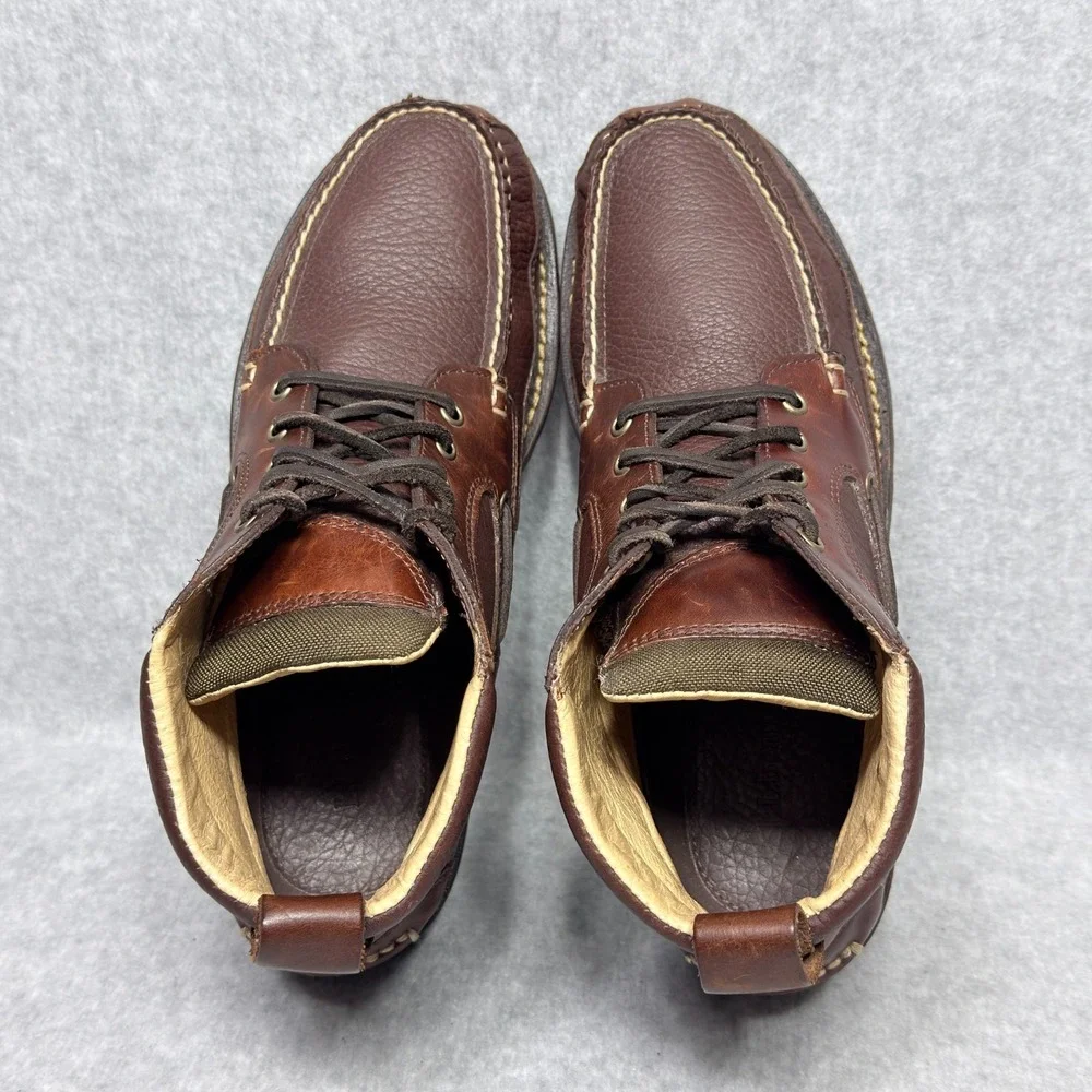 LL Bean Allagash Mens Size 10.5 Moc Toe Chukka Boots Brown Bison Leather